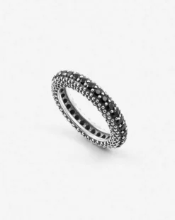 FEDINA PUNTINATA IN ARGENTO BLACK WIND CON BRILLANTI NERI