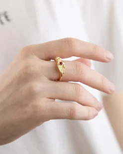 FEDINA TALISMANO OCCHIO PLACCATA ORO CON PIETRA ROSSA