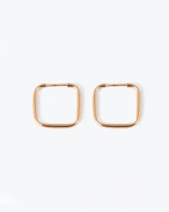 ORECCHINI QUADRATI IMPERNATI FILO TONDO 1,9 PLACCATI ORO ROSA