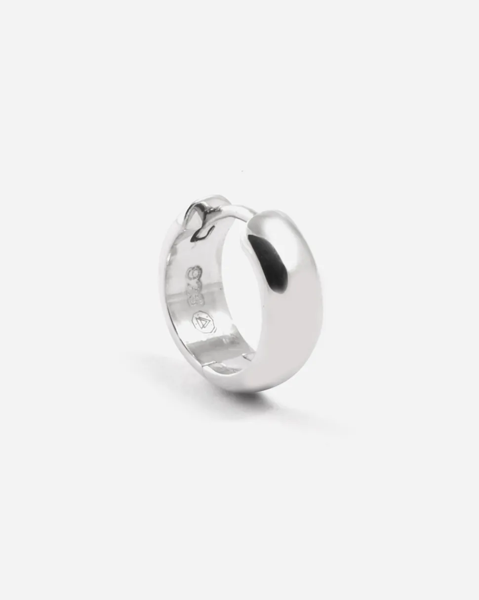 ORECCHINO A CERCHIO BOMBATO MINI IN ARGENTO RODIATO