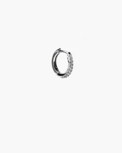ORECCHINO A CERCHIO CON BRILLANTI BIANCHI IN ARGENTO RODIATO