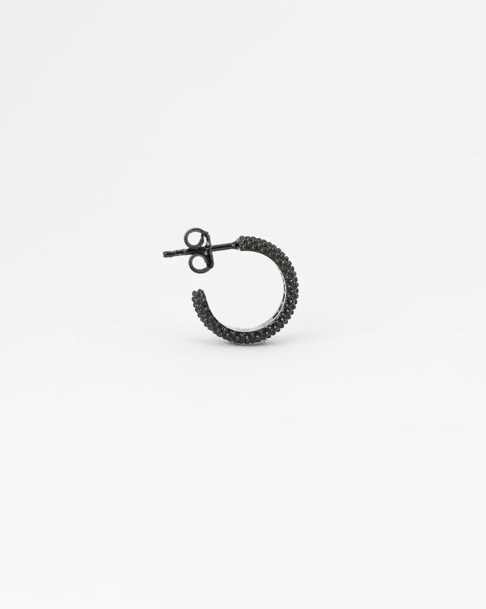 ORECCHINO A CERCHIO PICCOLO PUNTINATO TOTAL BLACK