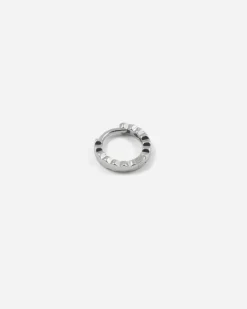 ORECCHINO A CERCHIO PIERCING ZIG ZAG IN ARGENTO RODIATO