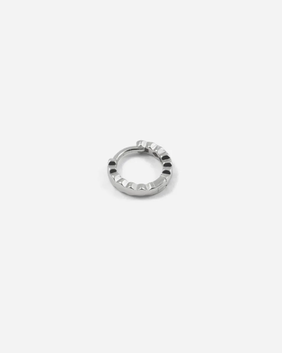 ORECCHINO A CERCHIO PIERCING ZIG ZAG IN ARGENTO RODIATO