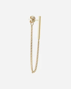 ORECCHINO A LOBO CATENA GOLDEN CHAIN BAR PLACCATO ORO