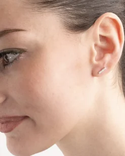ORECCHINO A LOBO PIERCING BARRETTA CON BRILLANTI IN ARGENTO
