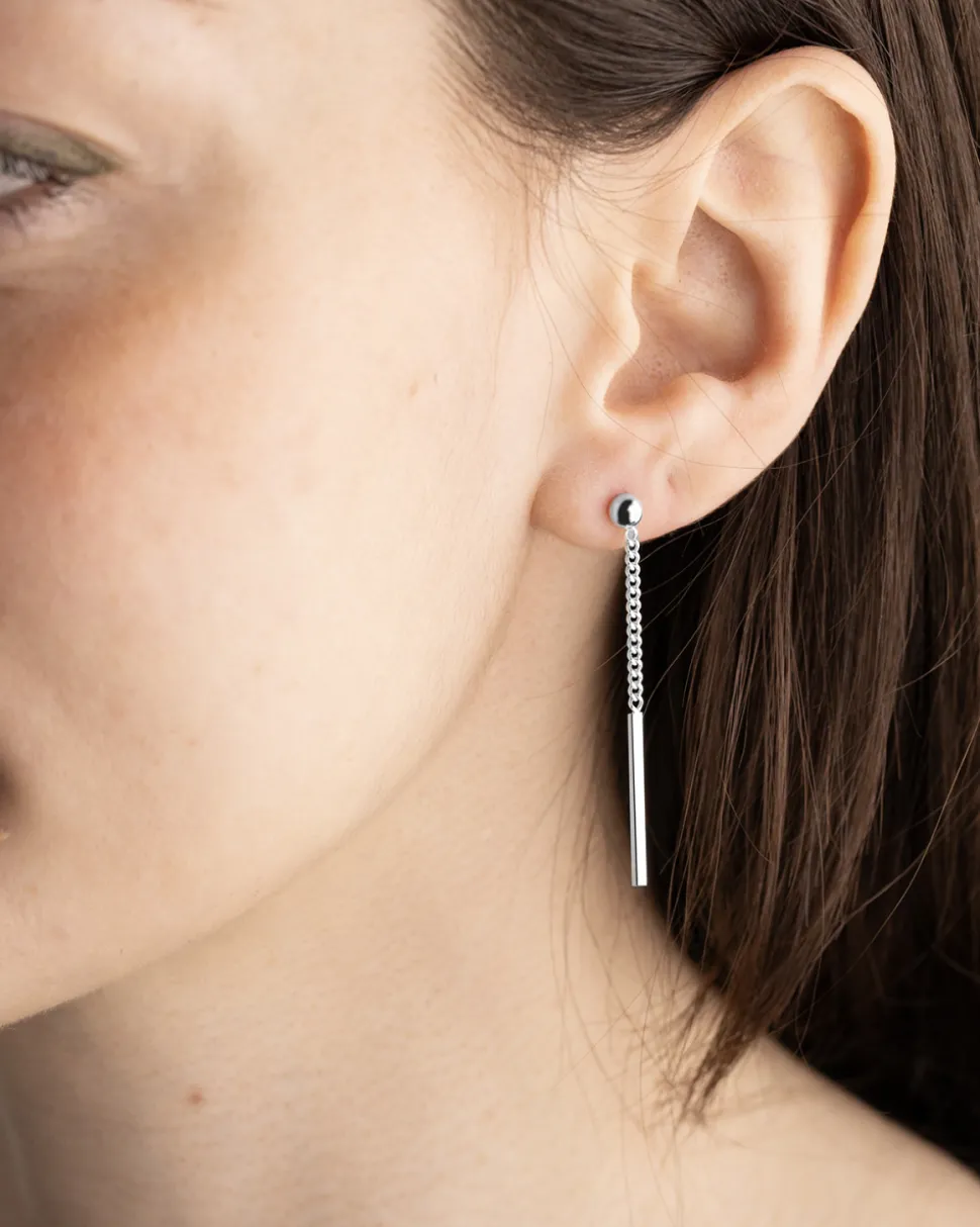 ORECCHINO A LOBO SFERA SILVER EAR BAR IN ARGENTO