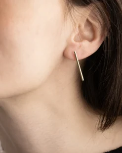 ORECCHINO BARRETTA LUNGA GOLDEN SINGLE BAR PLACCATO ORO