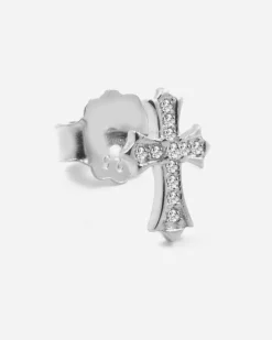 ORECCHINO CROCE GOTICA IN ARGENTO CON BRILLANTI