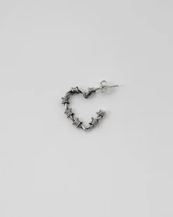 ORECCHINO CUORE FILO SPINATO IN ARGENTO