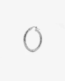 ORECCHINO DIAMOND HOOP GRANDE IN ARGENTO RODIATO