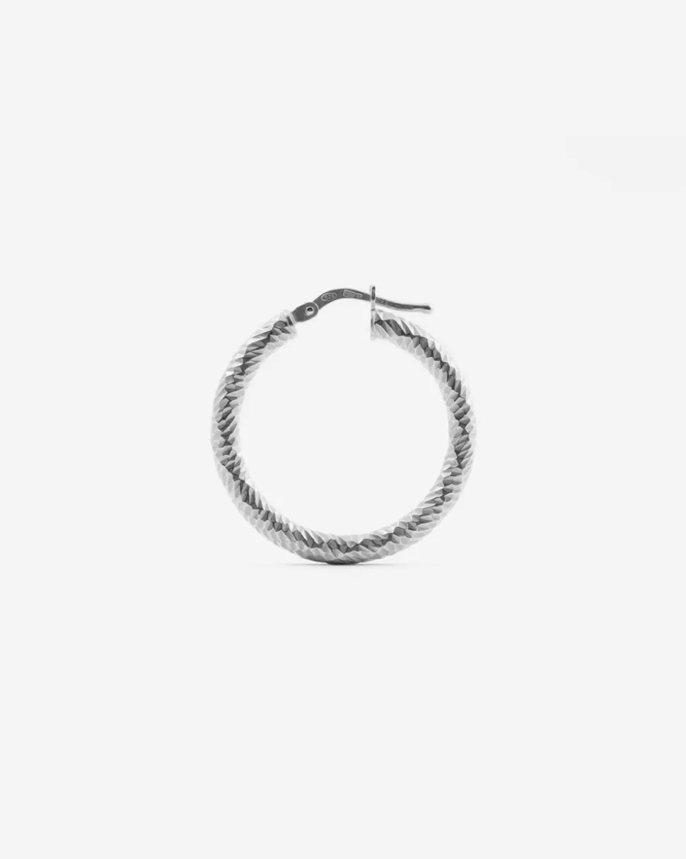 ORECCHINO DIAMOND HOOP GRANDE IN ARGENTO RODIATO