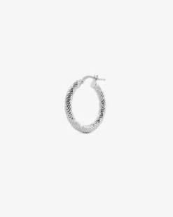 ORECCHINO DIAMOND HOOP MEDIO IN ARGENTO RODIATO