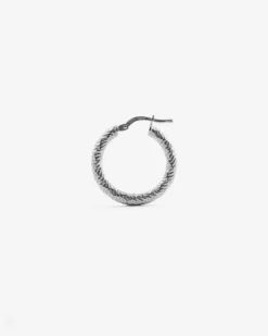 ORECCHINO DIAMOND HOOP MEDIO IN ARGENTO RODIATO