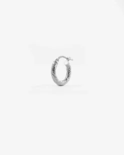 ORECCHINO DIAMOND HOOP PICCOLO IN ARGENTO RODIATO