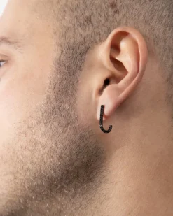 ORECCHINO FANCY BLACK HOOK CON BRILLANTI NERI