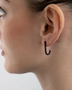 ORECCHINO FANCY BLACK HOOK CON BRILLANTI NERI