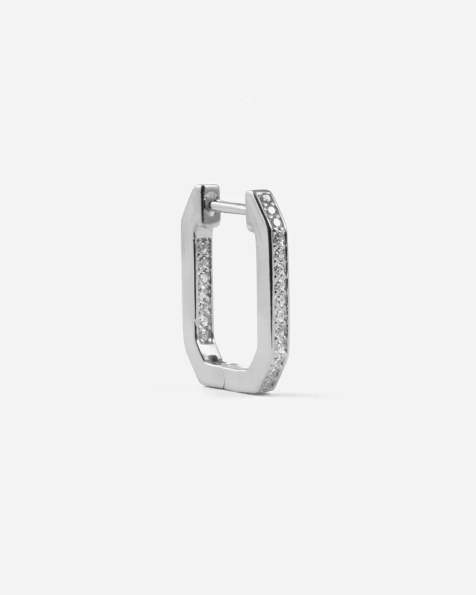 ORECCHINO IN ARGENTO OTTAGONO CON BRILLANTI