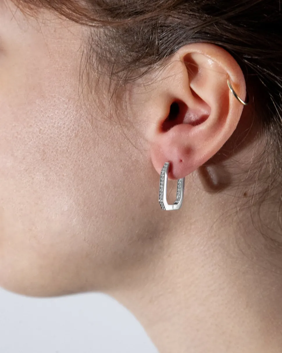 ORECCHINO IN ARGENTO OTTAGONO CON BRILLANTI