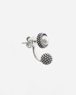 ORECCHINO LOBO PUNTINATO PEARL FLOWER IN ARGENTO CON PERLA E SFERA