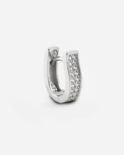 ORECCHINO ONDA IN ARGENTO RODIATO CON BRILLANTI