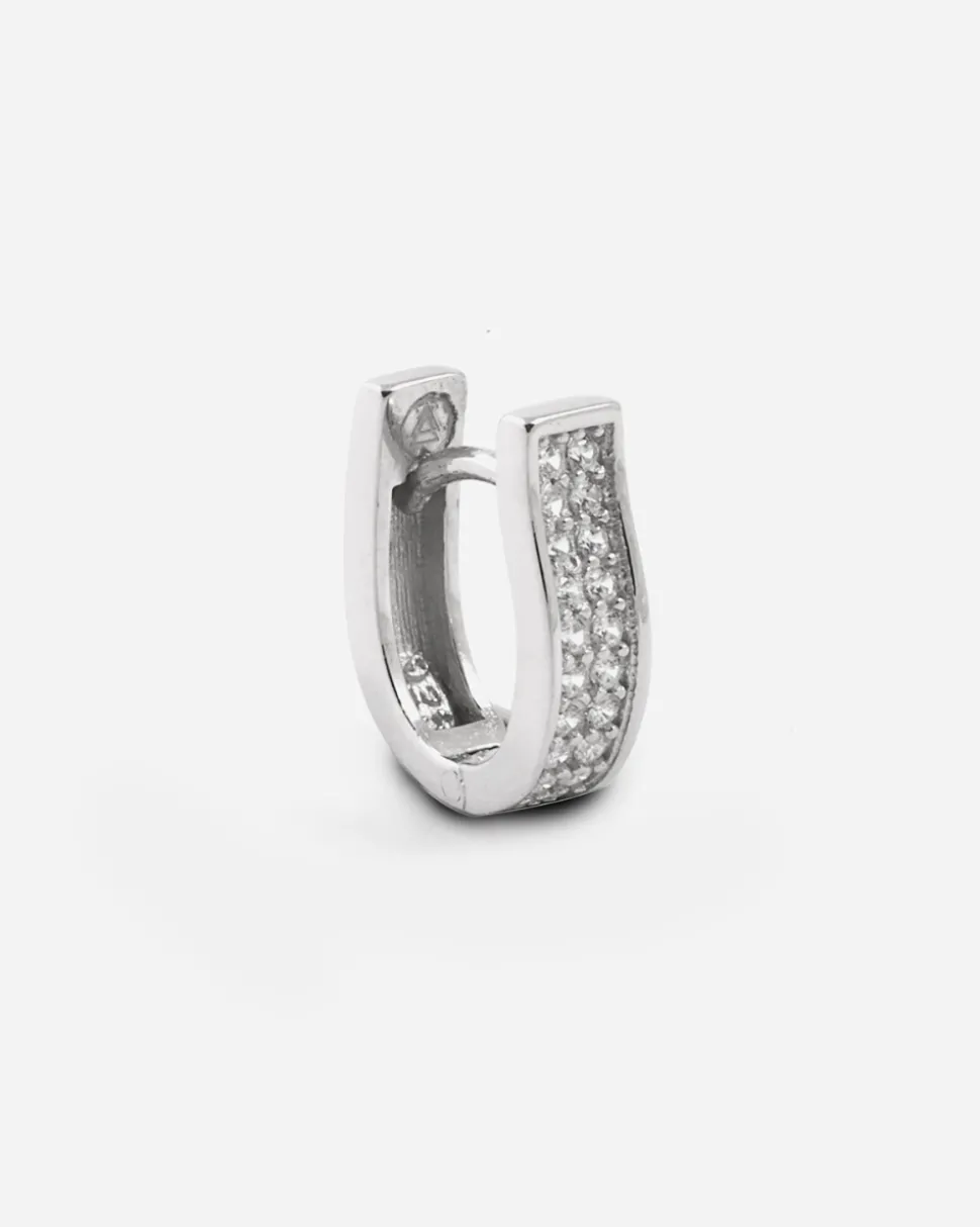 ORECCHINO ONDA IN ARGENTO RODIATO CON BRILLANTI