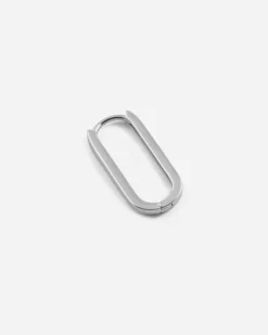 ORECCHINO OVALE SQUADRATO MEDIO SLIM IN ARGENTO RODIATO