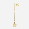ORECCHINO PENDENTE CON BARRETTA E CATENA GOLDEN LOVE BAR PLACCATO ORO