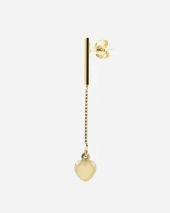 ORECCHINO PENDENTE CON BARRETTA E CATENA GOLDEN LOVE BAR PLACCATO ORO