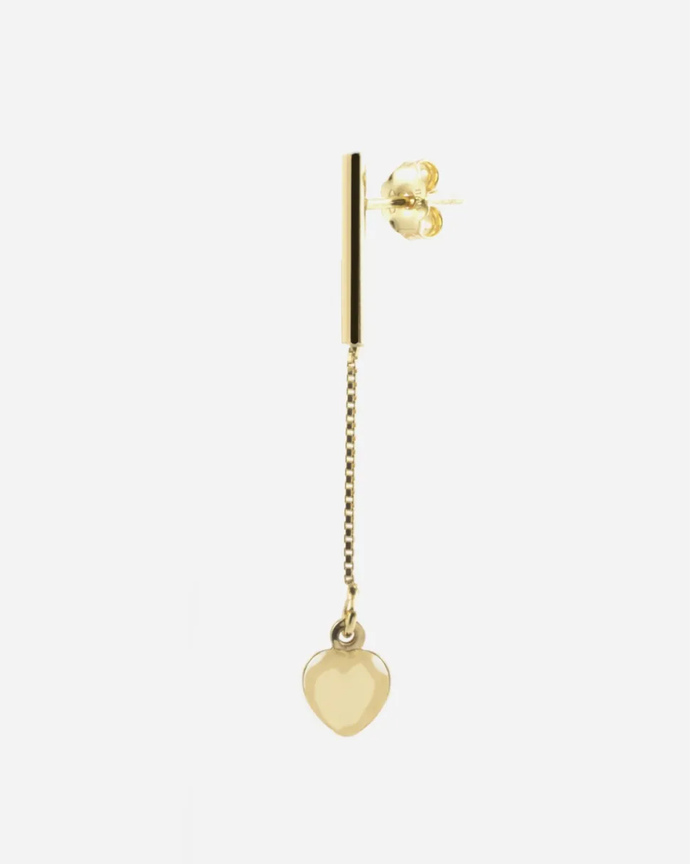 ORECCHINO PENDENTE CON BARRETTA E CATENA GOLDEN LOVE BAR PLACCATO ORO