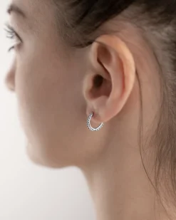 ORECCHINO PIERCING ETNICO MEDIO IN ARGENTO RODIATO