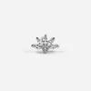 ORECCHINO PIERCING FIORE NAVETTE CON BRILLANTI IN ARGENTO RODIATO