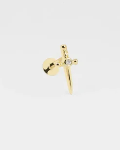 ORECCHINO PIERCING GOLDEN DAGGER PLACCATO ORO CON BRILLANTE
