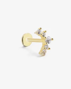 ORECCHINO PIERCING GOLDEN QUOTE PLACCATO ORO CON BRILLANTI