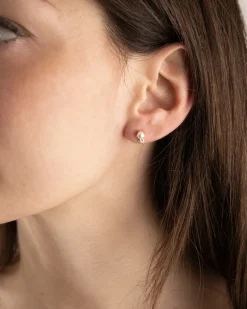 ORECCHINO PIERCING GOLDEN SHINY PEARL PLACCATO ORO CON PERLA E BRILLANTE