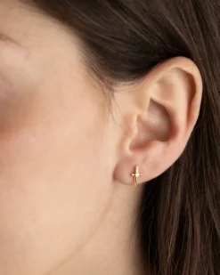 ORECCHINO PIERCING GOLDEN DAGGER PLACCATO ORO CON BRILLANTE