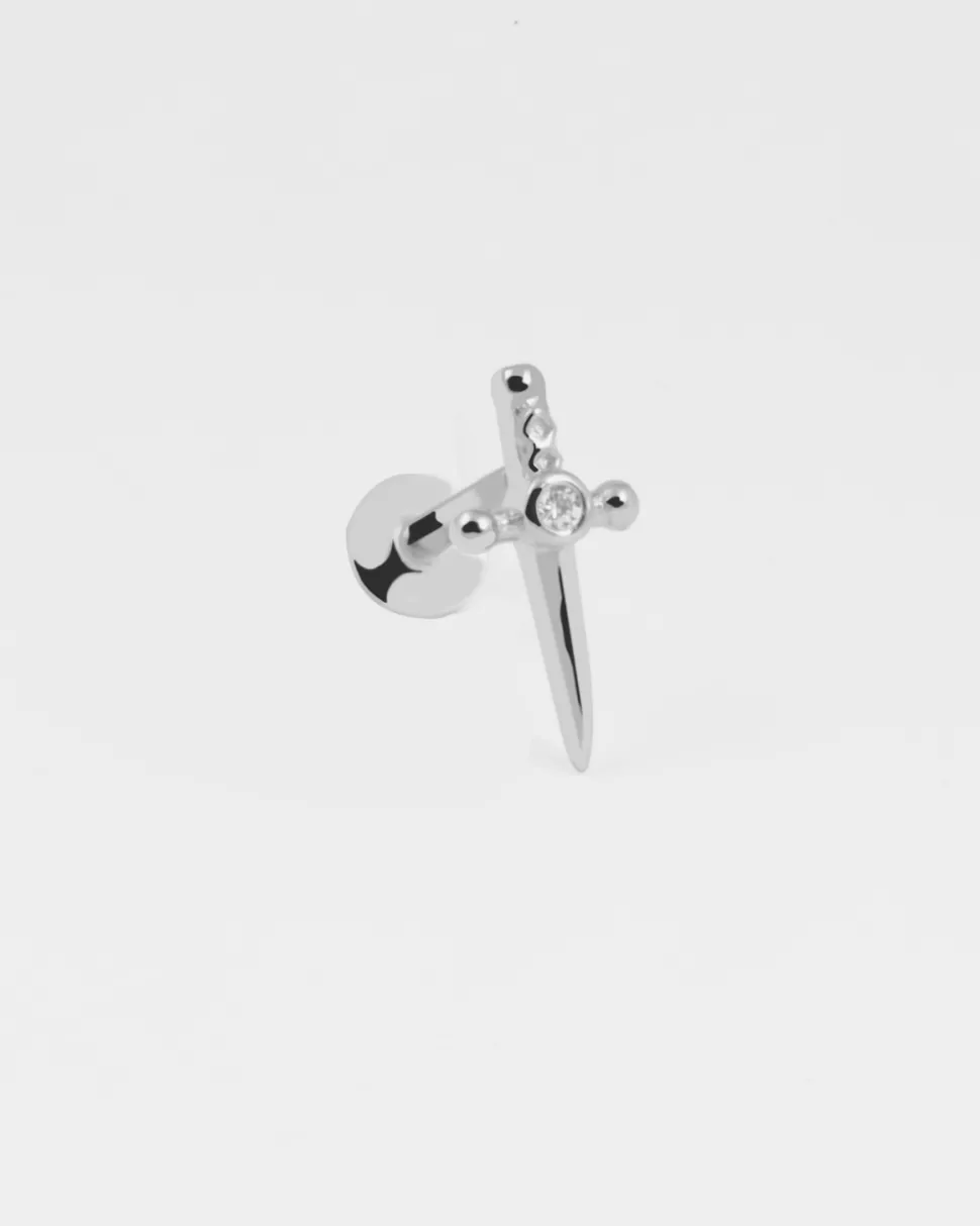ORECCHINO PIERCING SILVER DAGGER IN ARGENTO CON BRILLANTE