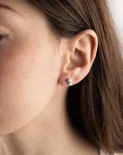 ORECCHINO PIERCING SILVER SHINY PEARL IN ARGENTO CON PERLA E BRILLANTE