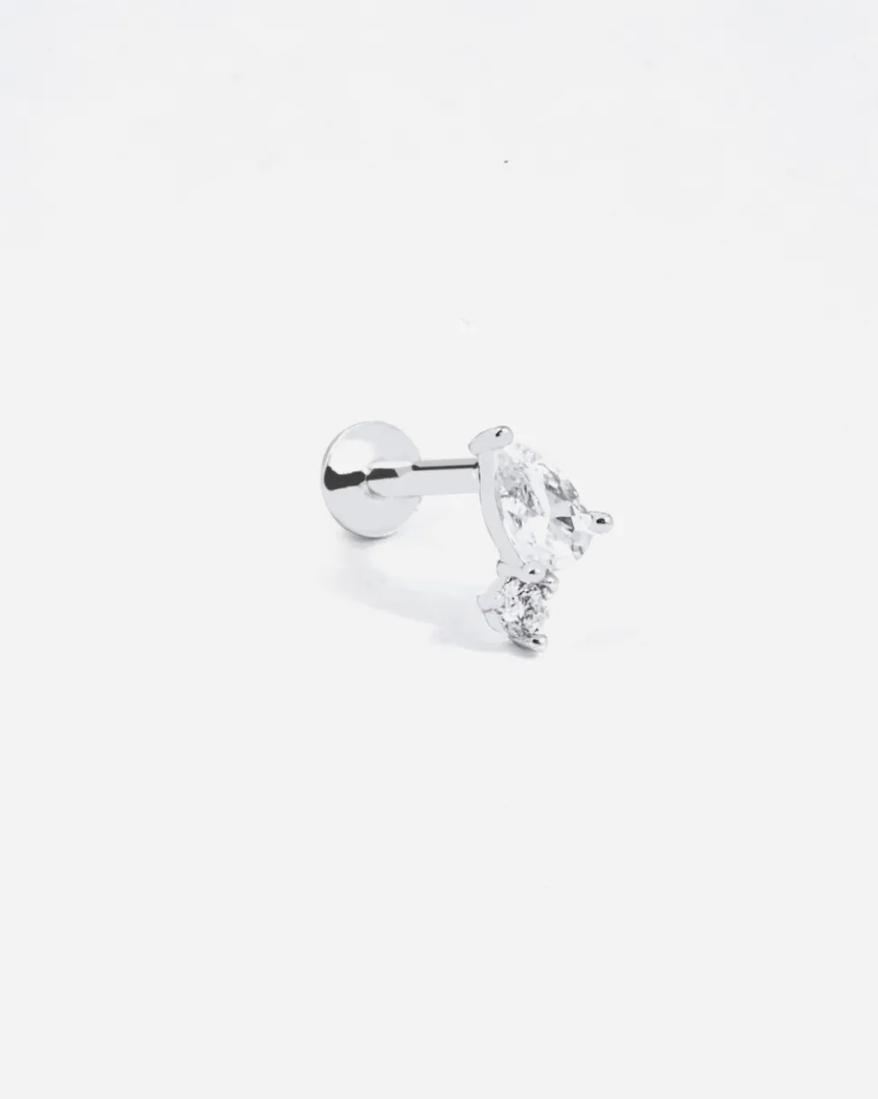 ORECCHINO PIERCING SOLITARIO SILVER SHINY DROP IN ARGENTO