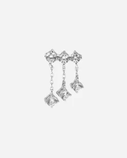 ORECCHINO PIERCING TRITTICO CON BRILLANTI IN ARGENTO RODIATO