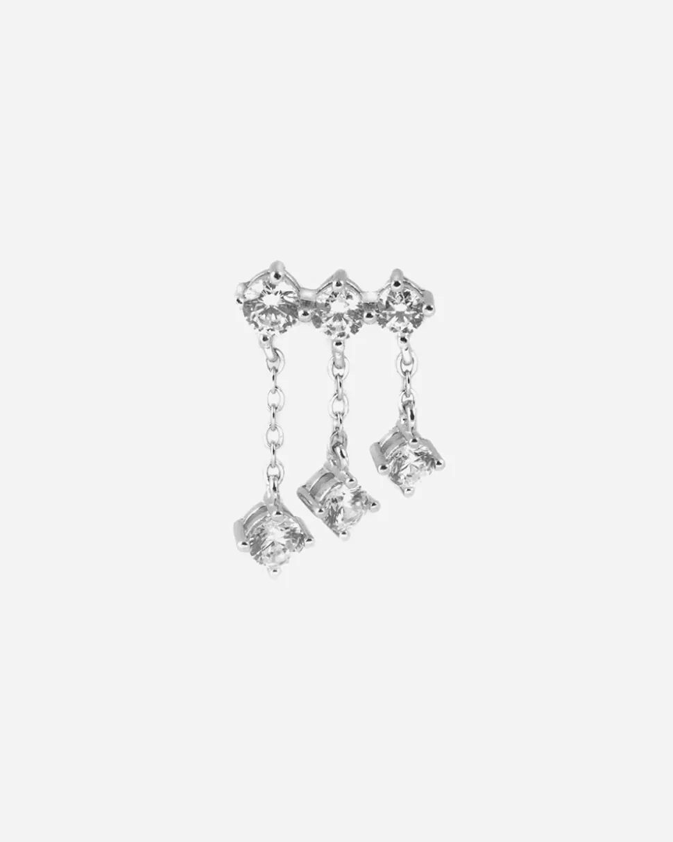 ORECCHINO PIERCING TRITTICO CON BRILLANTI IN ARGENTO RODIATO