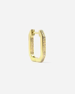 ORECCHINO PLACCATO ORO OTTAGONO CON BRILLANTI