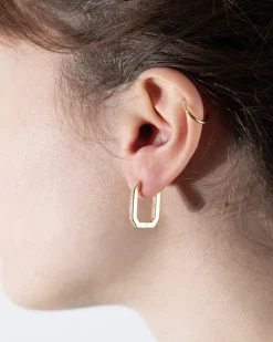 ORECCHINO PLACCATO ORO OTTAGONO CON BRILLANTI