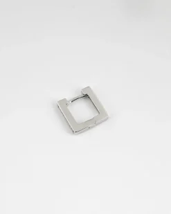 ORECCHINO QUADRATO CON BRILLANTI IN ARGENTO RODIATO