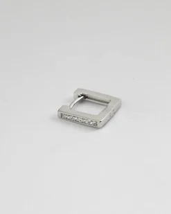 ORECCHINO QUADRATO CON BRILLANTI IN ARGENTO RODIATO
