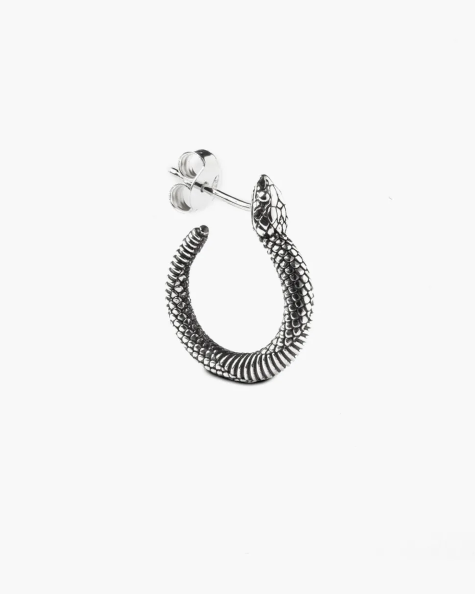 ORECCHINO SERPENTE A CERCHIO IN ARGENTO