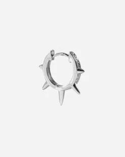 ORECCHINO SINGOLO CERCHIO MULTISPIKE IN ARGENTO CON BRILLANTI