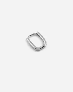 ORECCHINO SINGOLO OVALE MINI SLIM / RODIO LUCIDO
