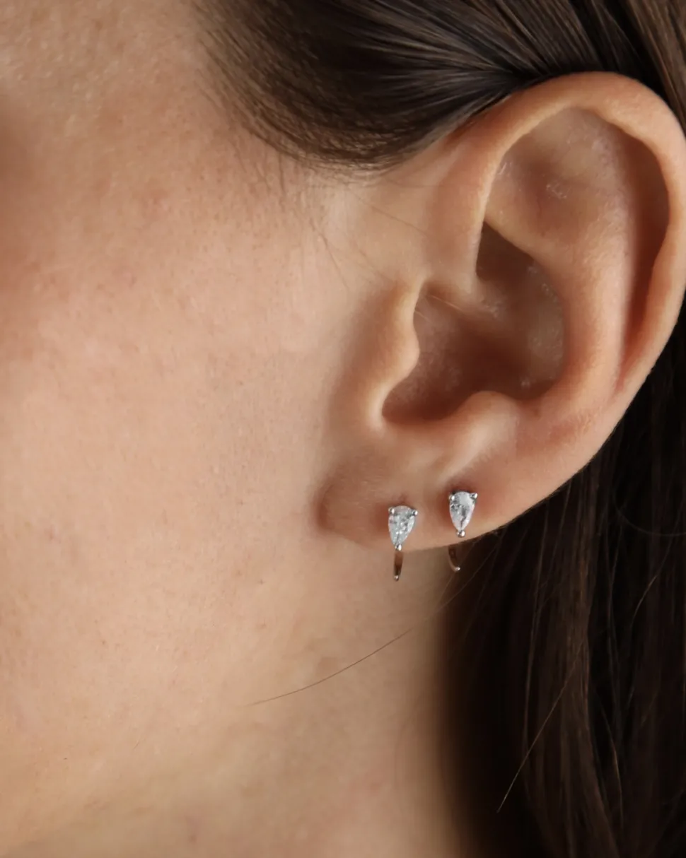 ORECCHINO UNCINO IN ARGENTO CON GOCCIA CON BRILLANTE