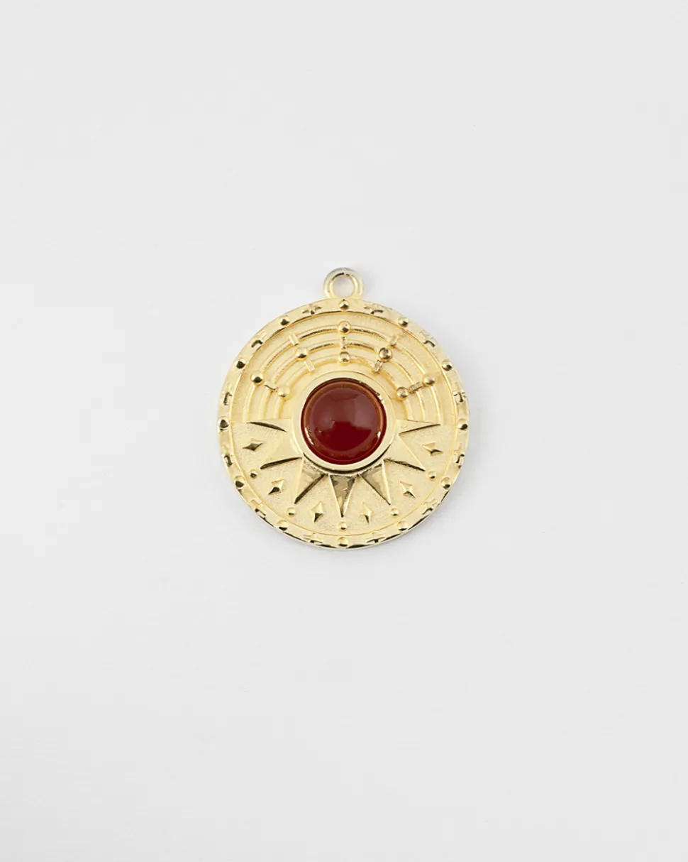 PENDENTE IL SOLE CORNIOLA ORO GIALLO